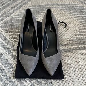 Giorgio Armani Charcoal Suede Heels X1E310 Size EU 37.5